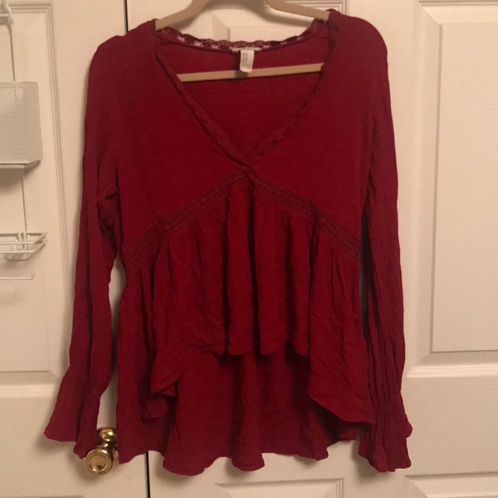 high and low lace border blouse